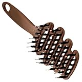 Naturborsten Haarbürste mit Wildschweinborsten - für kraftvolles Volumen & natürlichen Glanz - Schonende Rundbürste gegen Knoten - Stylingbürste für Damen & Herren