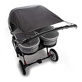 Universal Sonnensegel für Zwillingskinderwagen mit Babywanne/Sonnenschutz mit UV 50+ / Sonnenrollo Zwillingswagen und Zwillingsbuggy/Sonnenschutz – anthrazit