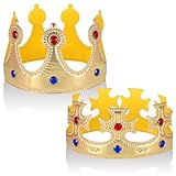 Apausvcm 2 Stück Königskronen Hut,Krone König Gold,Königskrone für Erwachsene,König Kopfbedeckung,Königskrone Geburtstag,Kron Königin Prinz Kostüm Zubehör für Geburtstag Königliches Verkleiden Zubehör