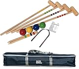 GICO Hochwertiges Krocketspiel für 4 Spieler in Transporttasche -Schlägerlänge 80 cm -EU Qualität- 3224