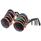 HOODANCOS 5 Paar Retro Haustier Sonnenbrillen für Kleine Hunde und Katzen Metallrahmen Bunte Gläser Leichtes Puppen und Kostümzubehör für Outdoor und Fotoshooting
