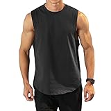 Herren Tanktop Gym Tshirt Baumwolle Muskel Fitness Training Laufshirt Fitness Tanks Ärmelloser Shirt 2030 Schwarz M