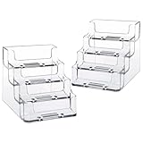 Coztie Visitenkartenhalter, 2 Stücke Acryl Visitenkartenhalter mit 4 Fächern Visitenkarten Aufsteller transparent Kartenhalter Visitenkartenhalter für Schreibtisch 10 x 9 x 9,5 cm