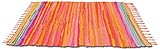 Bestlivings Flickenteppich 60 x 90 cm aus handgewebter Baumwolle in Orange - Coral, viele Variationen