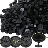 300 Stück Siegelwachs,Schwarz Siegelwachs Perlen achteckiges Wachssiegel-Set für Einladungen, Karten, Umschläge, Weinpakete, Geschenkverpackungen (Schwarz)