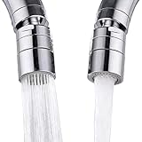 FlyHigh Wasserhahnaufsatz mit Doppelfunktion und 360-Grad-drehbarem Schwenkkopf, Wassersparender Wasserhahn-Luftsprudler Siebstrahlregler, geeignet für Küche/Bad - inklusive 2 (M24 und F22) Adaptern