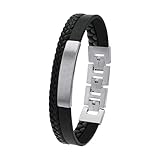 s.Oliver Armband Edelstahl Leder Herren Armschmuck, 18,5+1,5+1,5 cm, Schwarz, Kommt in Schmuck Geschenk Box, 2036861