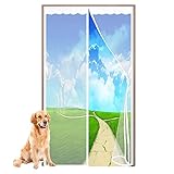 Magnetische Fliegengittertür für Türen 90 x 190 cm, Vollrahmen, sofortiger Netzvorhang, freihändige Insektenschutztür – Weiß