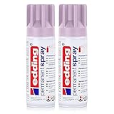 edding Permanent Spray Premium-Acryllack light lavender 200ml – seidenmatt – Sprühlack deckt sofort, trocknet extrem schnell und hält dauerhaft innen & außen, für Glas, Metall, Holz uvm. (2er Pack)