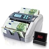 MUNBYN IMC51 Geldzählmaschine für Einzelwert, Add+Batch/Value-Modus Geldscheinzähler, UV/MG/IR/MT-Erkennung, nur EUR-Geldzähler, 1100 Blatt/min, LCD-Display, 2 Jahre Garantie Grau