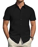 J.VER Hemd Herren Kurzarm Sommer Schwarzes Freizeithemd Business Casual Hemden Kurzarmhemd Regular Fit,XL