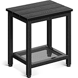 Coleshome Beistelltisch Outdoor mit Stauraum, Kleiner 2-stöckiger Beistelltisch mit Wetterbeständiger, Wasserdichter Platte für Garten, Terrasse, Poolbereich, Schwarz