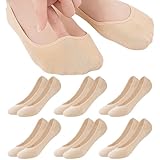 Niofind Füßlinge Ballerina Socken Damen 6 Paar,Atmungsaktiv Unsichtbare Sneaker Socken Damen,No Show Rutschfeste Füsslinge mit Siliconpad,Baumwolle Kurze 6 Hautfarbe 39-42