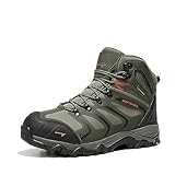 NORTIV 8 Herren Outdoorschuhe Wanderstiefel Trekking Wanderschuhe Wasserdicht Mid Kletterschuhe Bergsteigen Klettern Wandern Schuhe Hiking Boots,Size 46,Armee/Grün/Schwarz/Orange,160448_M-E