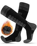 FORVEVO Skisocken Herren 39-42,Merino Wollesocken 2 Paar, Atmungsaktive Warme Wintersocken,Dicke Thermosocken Geeignet für kaltes Wetter,Outdoor-Sport, Skifahren(Schwarz)