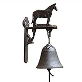 Retro Türklingel Schmiedeeisen Pferd Dekoration Gusseisen Handglocke Türglocke Rustikale Gartenglocke Dekorative Glocken (Farbe: Messing, Größe: Einheitsgröße)