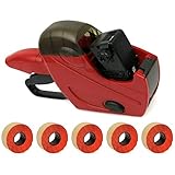 Preisauszeichner Set | UNO C6 Etikettier-Gerät | Hand-Auszeichner mit 7.500 Etiketten in leuchtrot ablösbar | robust und langlebig | PB-Onlinehandel