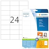 HERMA 8644 Adressetiketten, 10 Blatt, 70 x 37 mm, 24 pro A4 Bogen, 240 Stück, selbstklebend, bedruckbar, matt, blanko Papier Adressaufkleber Etiketten, weiß