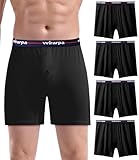 wirarpa Boxershorts Herren Lockere Männer Unterhosen 100 Baumwolle Unterwäsche Herren Eingriff mit Knopf 4er Pack Schwarz Größe L
