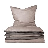 Schiesser Wendebettwäsche Doubleface Silber-Anthrazit 135x200cm, 100%Baumwolle
