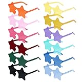 12 Paar Lustige Sternförmige Retro Brille, Randlose Sonnenbrille in Stern, Bonbonfarbene Transparente Brille, Magische Getönte Pentagramm-Stern Brille PC Hippie für Geburtstag Party (Sternförmige)