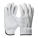 Gebol Driver | Arbeitshandschuhe aus Leder mit hoher Widerstandsfähigkeit | Lederhandschuhe für Damen und Herren | Größe M (Gr 8) | Weiß | 1 Paar