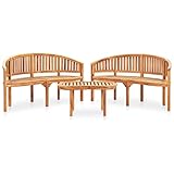 CINDERFUL Gartenmöbel Set 3-TLG. Garten-Lounge-Set Massivholz Teak