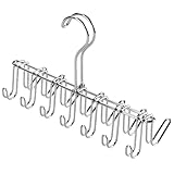 iDesign porte cravate à 14 crochets, petit porte ceinture en métal chromé, cintre rangement pour ceintures et cravates, argenté