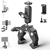NEEWER Super Clamp Klemme mit 3' Dual Kugelkopf Magic Arm, Cold Shoe, 1/4' Gewinde, Handy/Action Cam Halterung Adapter für Tischstativ Rohr Traverse Gimbal Rods kompatibel mit SmallRig GoPro DJI, ST83