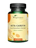 Beta Carotin Kapseln | Preis-Leistungs-Sieger 2024* | 100% natürlich aus Karotten Extrakt | Bräunungskapseln - Augen* | Deutsche Produktion Vegavero | Laborgeprüft, vegan, ohne Zusätze | 180 Stück