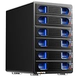 6 Schacht Festplattengehäuse mit Lüfter für 2.5/3.5“ SATA HDD/SSD mit USB A/C 3.0, unterstützt Hot Swappable, Daisy Chain Expansion, werkzeugloses HDD Gehäuse, DAS(NO RAID/NAS)