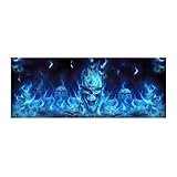 XUJIAN Einer Weg Vision für LKW GeläNde Wagen Pickup Blau Flammen Skull 3D Heck Scheibe Aufkleber Aufkleber Dekor Heck Scheibe Glas Poster