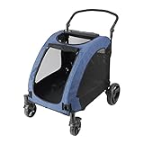 Dog Buggy großer Hundewagen Faltbarer tragbarer Hundewagen Hundebuggy aus Oxford-Stoff Belastbarkeit bis 60 kg blau