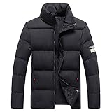 Daunenmantel Herren Winter Winterjacke Herren Lang Warm Gefüttert Pufferjacke Stehkragen Thermojacke Oversize Steppjacke Große Größen Strickmantel Warm Sweatjacke Zipper Sweatjacke Outdoorjacke