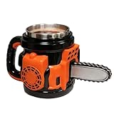 Generisch Kaffeebecher - 400ml Trinkbecher Mit Lustigem Kettensägen Design Für Wasser,Reisebecher,Für Frauen Und Männer Für Zuhause Küche Bar Geburtstag Büro Und Zuhause