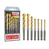 YOKOCUT Universalbohrer Set Profi 7-tlg - Multifunktionale Bohrer für Metall, Holz, Beton, Mauerwerk, Fliesen, Kunststoff uvm. - Hochwertiges Mehrzweckbohrer Set mit Sechskantschaft - Ø 4-12mm