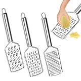 3 Stück Käsereibe,GemüSereibe,Kleine Reibe,Handreibe Edelstahl,3 Verschiedene Lochgrößen,Reibeisen Mini mit Haken,Obst- und GemüSereibe,Schäler Melonenschäler,für Gemüse,Obst,Käse,Schokolade,Haushalt