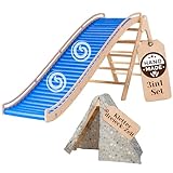 WoodsCraft 3in1 Wellenrutsche mit Kletterdreieck, Sprossenwand für Kinderzimmer & Kinderzelt Indoor | Rutsche Outdoor & Indoor | Kinderrutsche-Rollenrutsche | Kinder & Baby Rutsche für den Garten