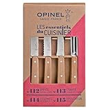 Opinel Estuche de Esenciales Mango de haya barnizada Natural N° 112 cuchillo patatero N°113 cuchillo dentado N°114 cuchillo para verdura N°115 pelador