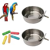 Edelstahl Vogelnapf,2pcs Edelstahl Vogel Futternapf,Edelstahlnapf Befestigung,Futter Schüssel Futternapf,Fütterungsbecher zum Aufhängen Käfig-Futterstation für Samen Vogel Papageien