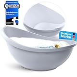 BabybeFun Baby Badewanne mit Badewanneneinsatz für Neugeborene [Testsieger] Rutschfeste Babybadewanne für Babys und Kleinkinder [0-6 Monate] Babywanne für Dusche Badewanne Grau