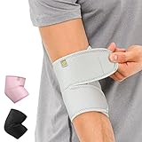 Bracoo Ellenbogenbandage, Ellenbogen Bandage Herren Damen, Atmungsaktive Neopren Armbandage für Sport, Tennisarm, Sehnenentzündung, Gelenkschmerzen, Rechts & Links, ES10, Grau, 1 Stück