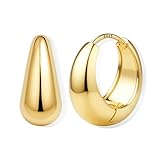 FIOROYAL 925 Silber Creolen Ohrring für Damen, Hypoallergene Ohrringe Klobig Kleine14K Gold Dick Knorpel Kreolen Huggie Creolen Ohrstecker für Empfindliche Ohren(Gold/Silber)(G14)
