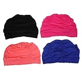 VINTORKY 4Stücke Bequeme Badekappen für Damen und Herren für Lange Haare Langlebig und Leicht Auszuziehen Perfektes für Schwimmer