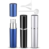 3 Stück 6ml Parfümzerstäuber Nachfüllbar Flaschen Reise Mini Portable leere Sprühflasche mit Trichter und Pipette (Schwarz + Silber + Dunkelblau) (6ml(Schwarz + Dunkelblau + Silber))