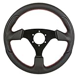Lenkrad Auto 13'' 32CM flache rote Nähte Autorennen Sport Rallye PC Spiel Fahrsimulator Lenkrad