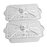 Alipis 2 Stück Rechteckige Aluminiumfolie Back Grillpfannen Leichte Einweg Tinfoil Kochschalen Hitzebeständig für Camping Gaskocher Bbq Vielseitig für Fleisch Gemüse Outdoor Grillen