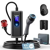 bokman Typ 2 Ladekabel mit CEE Stecker, 5 Meter | 6-16A | 11kW | 3-Phasig | IP65 Wasserdicht, Tragbares EV-Ladegerät und Mobile Wallbox Ladestation für IEC 62196-2 mit Tragetasche & Mikrofaserhandtuch