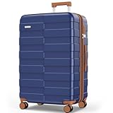 Vipbox Koffer Hartschale Groß 75cm (3 Jahre VIP-Service) Erweiterbar Leicht Polycarbonat Reisekoffer Ultra-Langlebige Trolley Handgepäck Große Kapazität mit 4 Rollen und TSA Schloss, Klassisches Blau