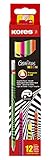 Kores Grafitos Neon Bleistifte - HB, weich, dreieckig - Zeichenstifte Set, Kunstbedarf - 12 Stück mit Radiergummi